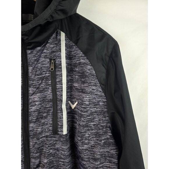 Callaway Jacket Men's Size Medium Gray Mesh Lined Full Zip Windbreaker Hooded - Picture 3 of 12